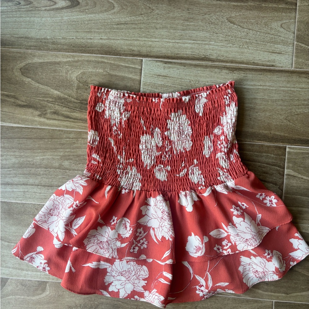 SAGE THE LABEL Textured Peach Skirt with Ivory Floral Design